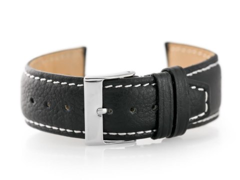 Pasek skórzany do zegarka W26 - PREMIUM - czarny/białe - 20mm Pasek skórzany do zegarka W26 - PREMIUM - czarny/białe - 20mm