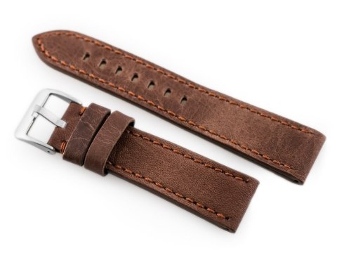 Pasek skórzany do zegarka W48 - PREMIUM - ciemnobrązowy II - 20mm Pasek skórzany do zegarka W48 - PREMIUM - ciemnobrązowy II - 20mm