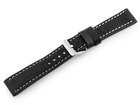 Pasek skórzany do zegarka W48 - PREMIUM - czarny/białe - 24mm Pasek skórzany do zegarka W48 - PREMIUM - czarny/białe - 24mm