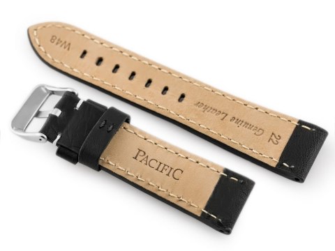 Pasek skórzany do zegarka W48 - PREMIUM - czarny/białe - 24mm Pasek skórzany do zegarka W48 - PREMIUM - czarny/białe - 24mm