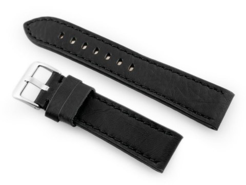 Pasek skórzany do zegarka W48 - PREMIUM - czarny/czarne - 20mm Pasek skórzany do zegarka W48 - PREMIUM - czarny/czarne - 20mm
