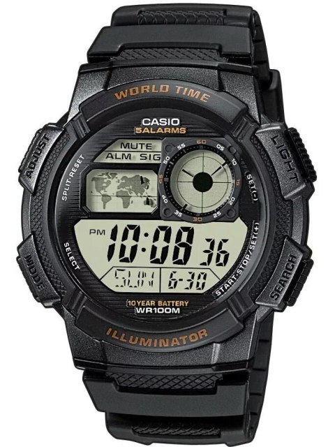 ZEGAREK MĘSKI CASIO AE-1000W-1AV - WORLD TIME + BOX ZEGAREK MĘSKI CASIO AE-1000W-1AV - WORLD TIME + BOX