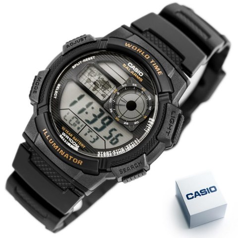 ZEGAREK MĘSKI CASIO AE-1000W-1AV - WORLD TIME + BOX ZEGAREK MĘSKI CASIO AE-1000W-1AV - WORLD TIME + BOX