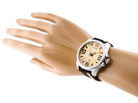 ZEGAREK MĘSKI NAVIFORCE - NF9098 (zn045a) - beige/black ZEGAREK MĘSKI NAVIFORCE - NF9098 (zn045a) - beige/black