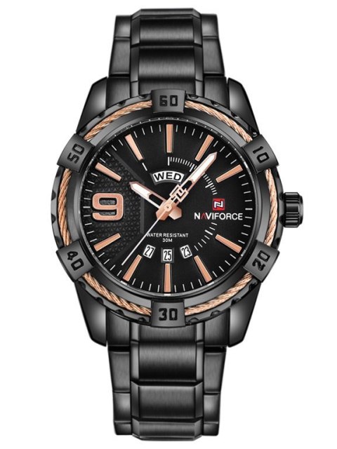 ZEGAREK MĘSKI NAVIFORCE - NF9117 (zn059c) - black/rosegold + box ZEGAREK MĘSKI NAVIFORCE - NF9117 (zn059c) - black/rosegold + box