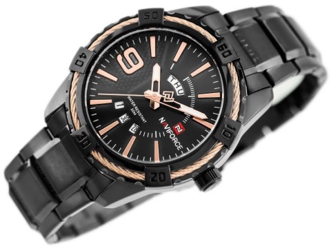 ZEGAREK MĘSKI NAVIFORCE - NF9117 (zn059c) - black/rosegold + box ZEGAREK MĘSKI NAVIFORCE - NF9117 (zn059c) - black/rosegold + box