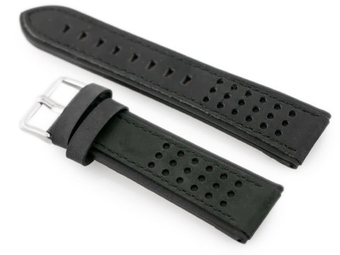 Pasek skórzany do zegarka W80 - czarny - 22mm Pasek skórzany do zegarka W80 - czarny - 22mm