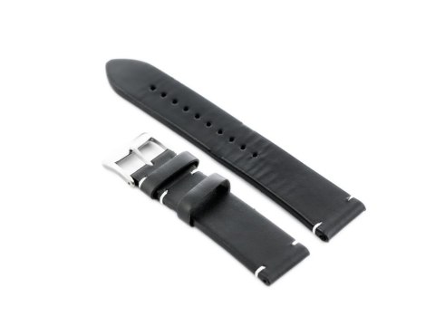Pasek skórzany do zegarka W118 - czarny/białe - 24mm Pasek skórzany do zegarka W118 - czarny/białe - 24mm