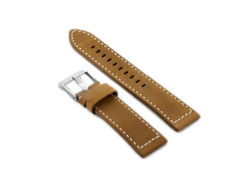 Pasek skórzany do zegarka W25 - camel/białe - 24mm Pasek skórzany do zegarka W25 - camel/białe - 24mm