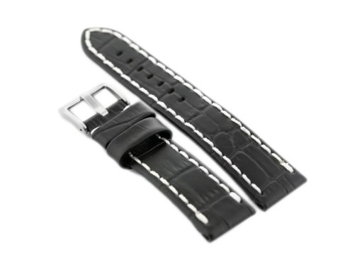Pasek skórzany do zegarka W49 - czarny/białe - 20mm Pasek skórzany do zegarka W49 - czarny/białe - 20mm