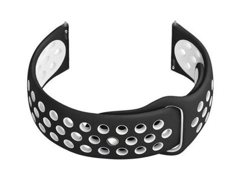 Pasek gumowy do smartwatch U11 - czarny/biały - 22mm Pasek gumowy do smartwatch U11 - czarny/biały - 22mm