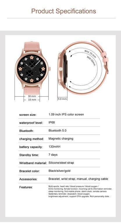SMARTWATCH DAMSKI PACIFIC 18-1 - BRANSOLETA + PASEK: Rosegold / Różowy (sy015a) SMARTWATCH DAMSKI PACIFIC 18-1 - BRANSOLETA + PASEK: Rosegold / Różowy (sy015a)