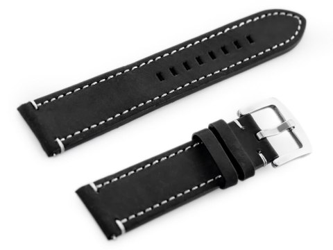 Pasek skórzany do zegarka W72 - czarny/biała 22mm Pasek skórzany do zegarka W72 - czarny/biała 22mm