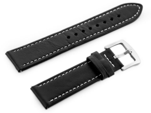 Pasek skórzany do zegarka W81 - czarny/biała 22mm Pasek skórzany do zegarka W81 - czarny/biała 22mm