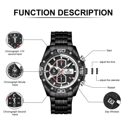 ZEGAREK MĘSKI NAVIFORCE NF8018 - CHRONOGRAF (zn122b) + BOX ZEGAREK MĘSKI NAVIFORCE NF8018 - CHRONOGRAF (zn122b) + BOX