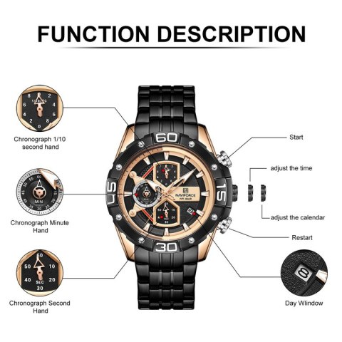 ZEGAREK MĘSKI NAVIFORCE NF8018 - CHRONOGRAF (zn122c) + BOX ZEGAREK MĘSKI NAVIFORCE NF8018 - CHRONOGRAF (zn122c) + BOX