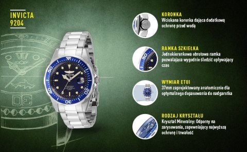 ZEGAREK UNISEX INVICTA PRO DIVER 9204 - WR200, koperta 37mm ZEGAREK UNISEX INVICTA PRO DIVER 9204 - WR200, koperta 37mm