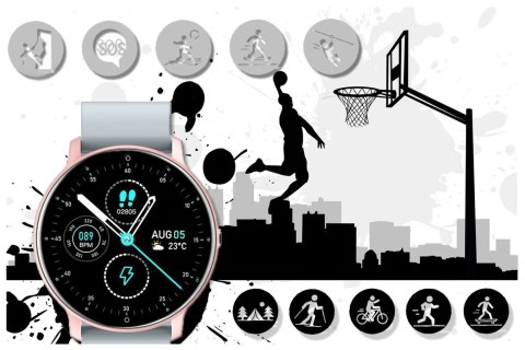 SMARTWATCH UNISEX GRAVITY GT1-8 - PULSOMETR, WŁASNE TARCZE (sg015h) SMARTWATCH UNISEX GRAVITY GT1-8 - PULSOMETR, WŁASNE TARCZE (sg015h)