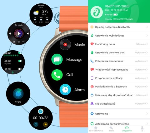SMARTWATCH UNISEX Rubicon RNCF15 - BLUETOOTH CALL, ŁADOWANIE BEZPRZEWODOWE (sr057c) SMARTWATCH UNISEX Rubicon RNCF15 - BLUETOOTH CALL, ŁADOWANIE BEZPRZEWODOWE (sr057c)
