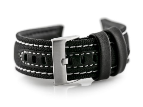 Pasek skórzany do zegarka W34 - PREMIUM - czarny/białe - 24mm Pasek skórzany do zegarka W34 - PREMIUM - czarny/białe - 24mm