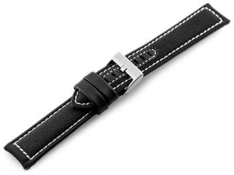 Pasek skórzany do zegarka W34 - PREMIUM - czarny/białe - 24mm Pasek skórzany do zegarka W34 - PREMIUM - czarny/białe - 24mm