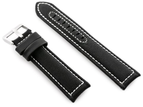 Pasek skórzany do zegarka W34 - PREMIUM - czarny/białe - 24mm Pasek skórzany do zegarka W34 - PREMIUM - czarny/białe - 24mm